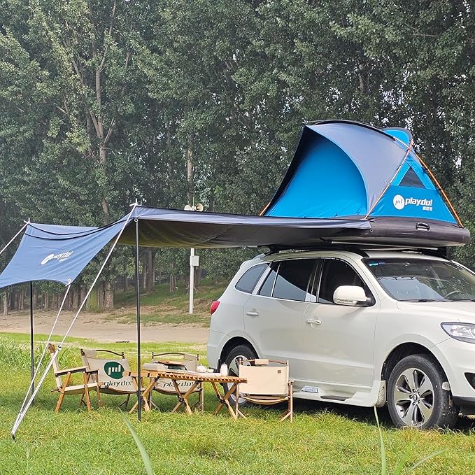 2 Person Inflatable Car Roof Top Tents with Pump and Awning,4 Season Camping Dome Roof Top Tent Camping Tent for SUV, Truck and Universal Car,Easy Setup