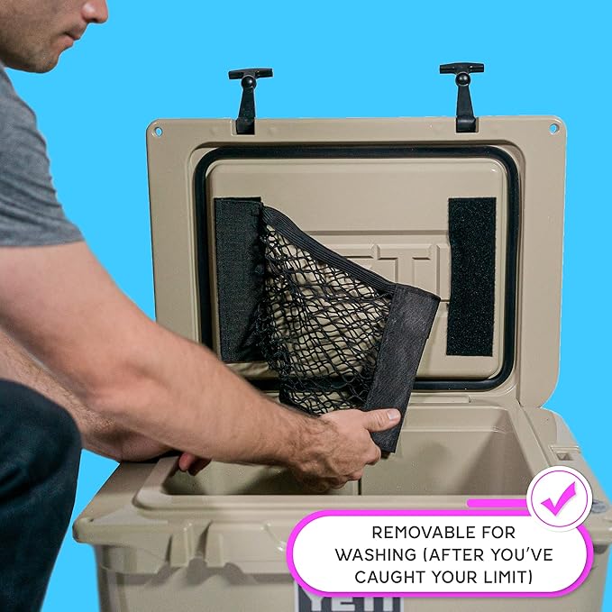 Cooler Net for Dry Storage and Organization - Compatible with YETI, RTIC, Ninja, Igloo, Coleman, Lifetime, Pelican Ice Chests - Works with Cooler Lights, Wheel Kits, RTIC Cooler Accessories, and More