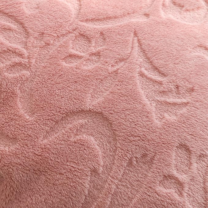 UKELER Sherpa Bed Blanket 80 × 90 inch, Ultra Soft Queen Size Throw Blanket for All Season, Cozy Plush Floral Fleece Blanket for Bedroom Living Room Dorm Hostel Sofa Camping, Pink