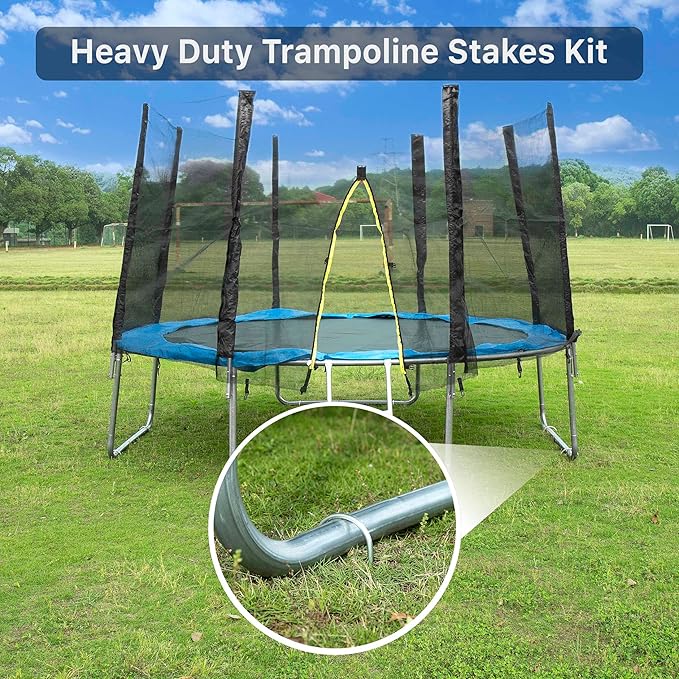 Heavy Duty Trampoline Stakes Anchors High Wind U Type Sharped Ends Safety Ground Anchors Galvanized Steel 11.8 inch for Soccer Goals,Tents and Garden Decorations