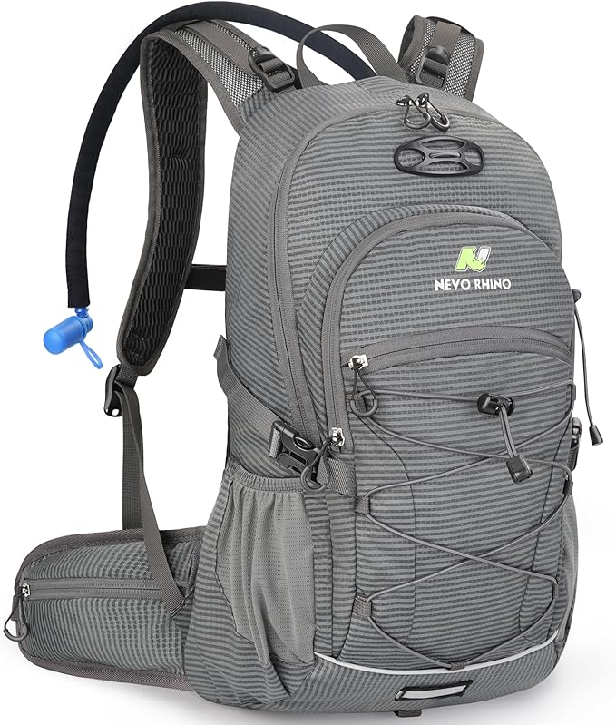 N NEVO RHINO Hydration Backpack with Water Bladder 3L, Hiking Backpack with Rain Cover, Insulation Water Daypack for Cycling Biking