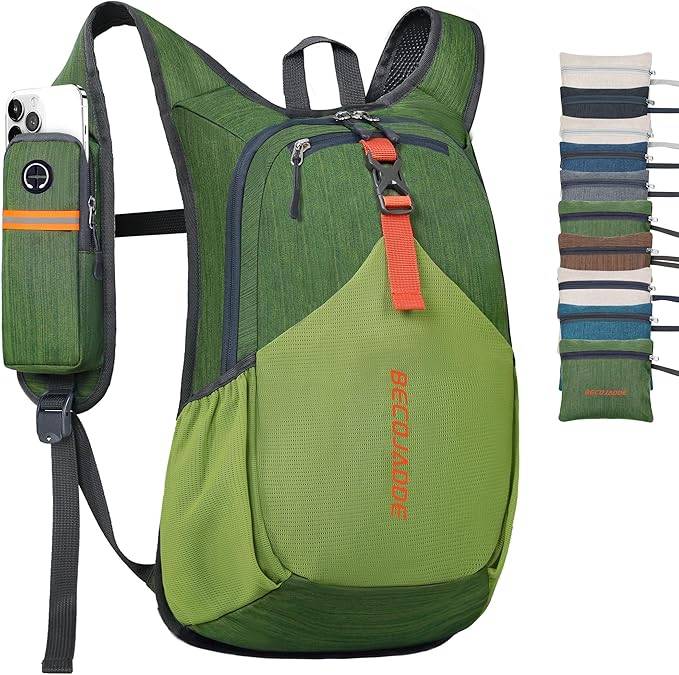 15L Small Hiking Backpack for Men Women Foldable Packable Back Pack Ultralight Hiking Daypack for Travel Camping Outdoor, Olive Green