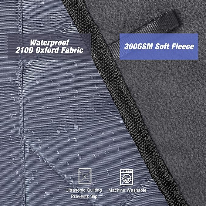 REDCAMP Large Waterproof Stadium Blanket for Cold Weather, Soft Warm Fleece Camping Blanket Windproof for Outdoor Sports, Grey