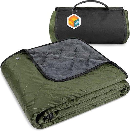 SUN CUBE Large Waterproof Camping Blanket, Fleece Quilted Stadium Blanket for Cold Weather, Windproof Foldable Outdoor Blanket Mat for Picnic, Beach, Pets, Car, 60x80in