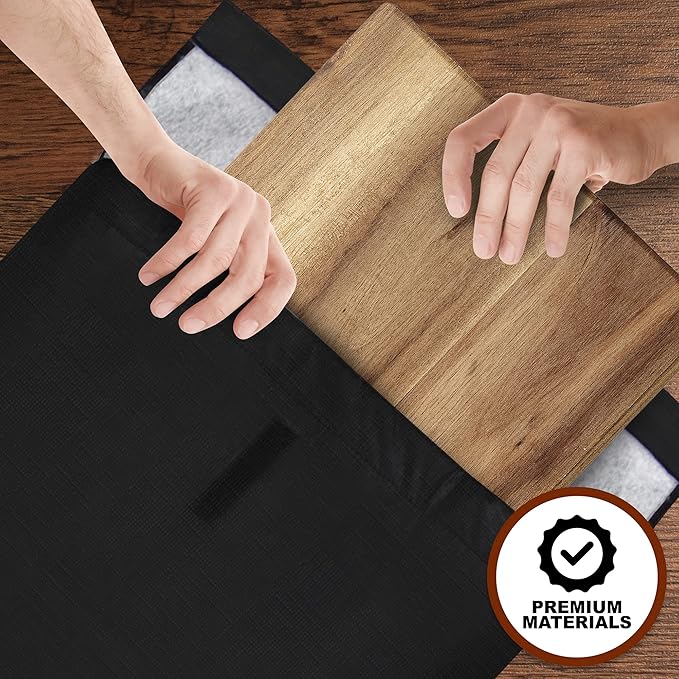 Sorfey Felt LinedSorefy Felt Lined Dining Table Leaf Storage Bag with Velcro Closure, 52" x 28", Black