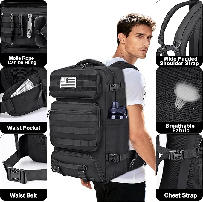 40L Travel Backpack Mens TSA Approved Carry-on Durable Large Weekender Backpack Fits 17.3 Inch Laptop YKK-Zipper AER Travel Pack with USB Charging Port Shoes Compartment
