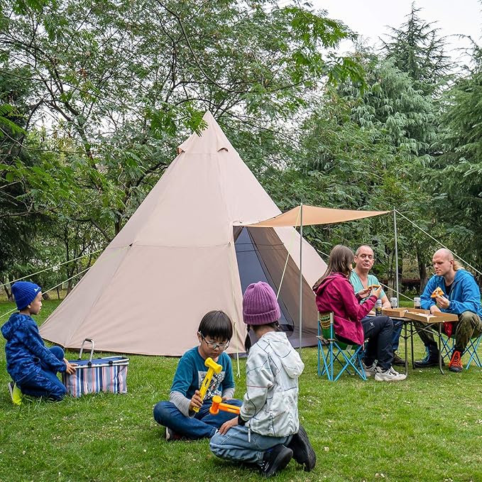 KAZOO Family Camping Tent Large Waterproof Tipi Tents 8 Person Room Teepee Tent Instant Setup Double Layer