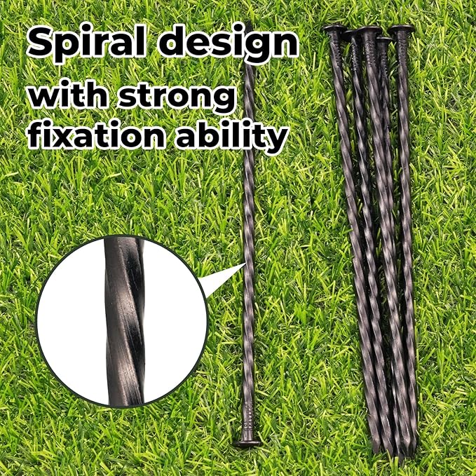 9-Inch Black Spiral Metal Landscapes Spikes - 50 Pcs Heavy Duty Plant Support Garden Stakes, for Paver Edging, Camping, House Construction, and More