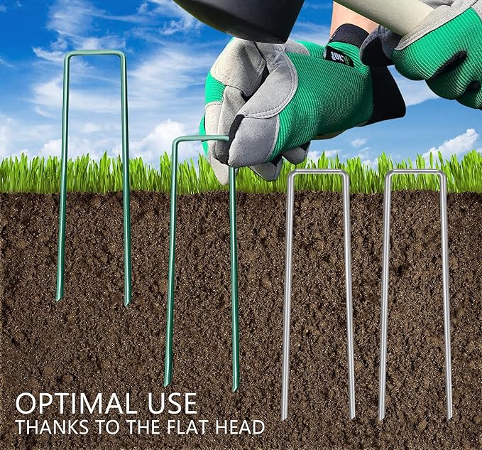 6 inches 50 Packs Galvanized Landscape Staples Garden Stakes,Toylin U-Shaped Tent Stakes, Landscape Staples Ground Stakes for Landscaping Securing Weed Barrier Fabric, Holding Fence