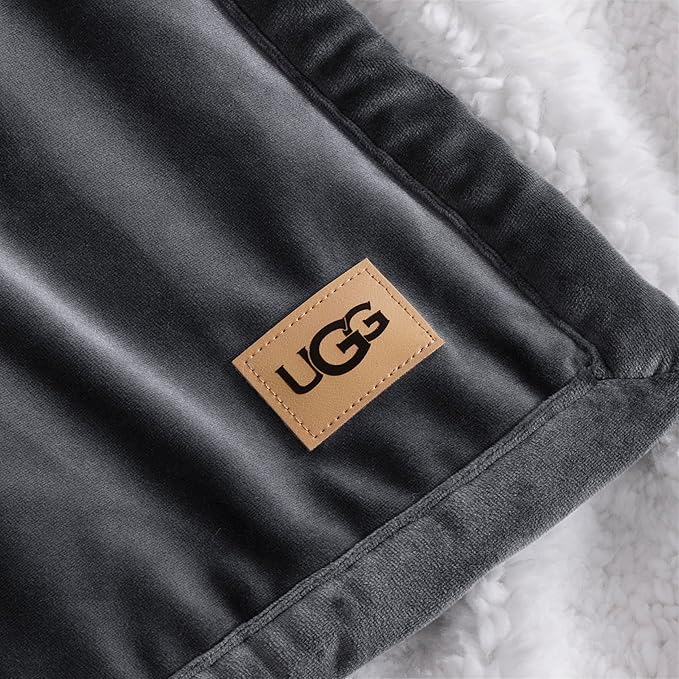 UGG Bliss Throw Blanket Plush Soft Fleece Fluffy Blankets for Bed or Couch Oversized Warm Reversible Machine Washable Medium Weight Home Decor Giftable Throw, 50-inch x 70-inch, Imperial Blue