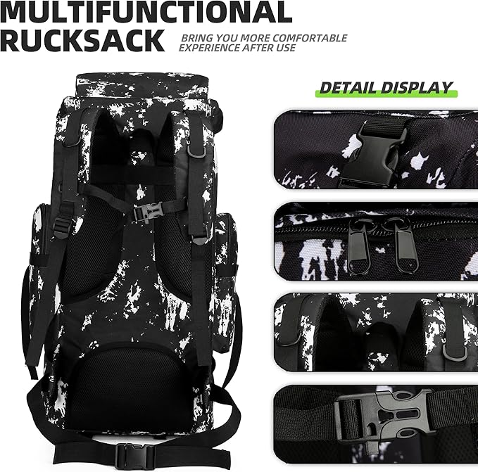 King'sGuard 70L Camping Hiking Backpack for Men Women Large Military Tactical Backpack Molle Rucksack Backpack for Outdoor