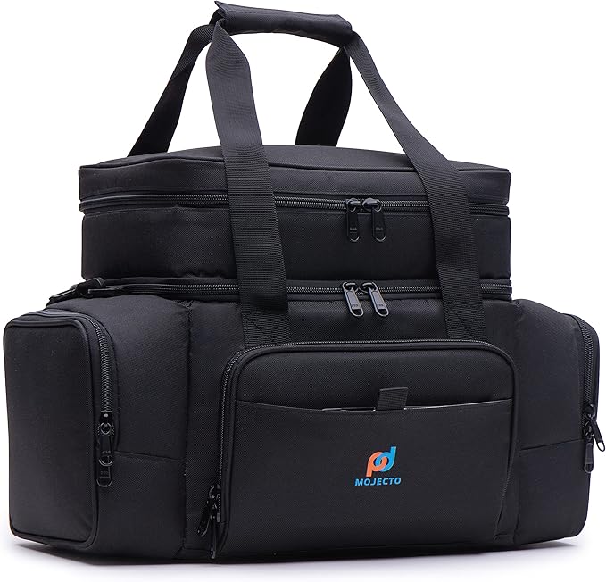 MOJECTO Cooler Lunch Bag. Dual Insulated Compartments, Heavy Duty Fabric, Thick Foam Insulation, Smooth Double Zipper, Padded Straps.