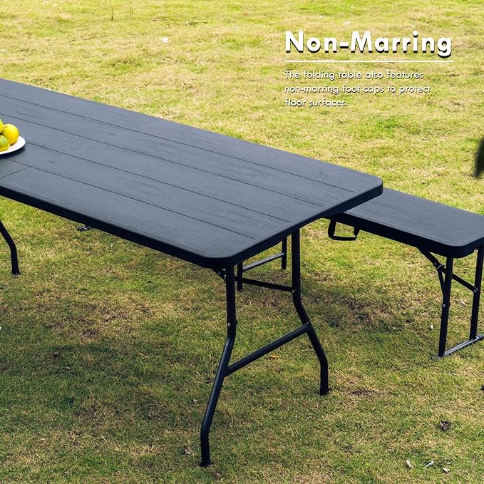 6ft Table, Foldable Table with Foldable, Easy to Carry, for Family Gatherings, Outdoor Gatherings, Indoor