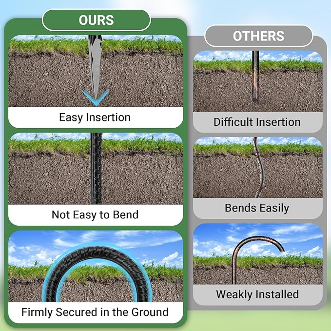 12 in 8 Pack Trampoline Stakes, U Shaped Trampoline Anchors High Wind Heavy Duty, Trampoline Anchor Kit, Steel Stakes for Trampolines, Outdoor Canopies, Camping Tents, Football Goal, Black
