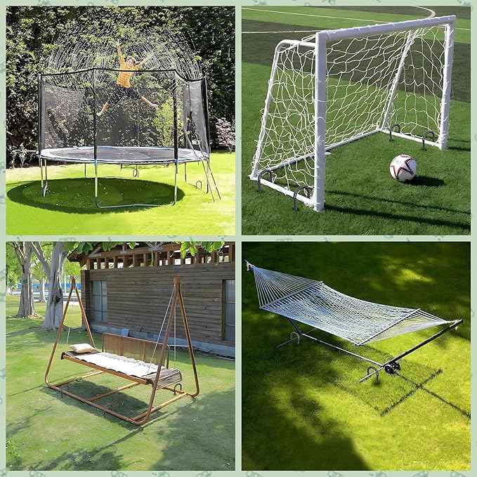 VVOKGO Trampoline Stakes 12 Inches Anchors High Wind Heavy Duty, 8-Pack U Shaped Tie Down Anchor Kit for Ground, Camping Tent, Soccer Net, Swing Set, Black
