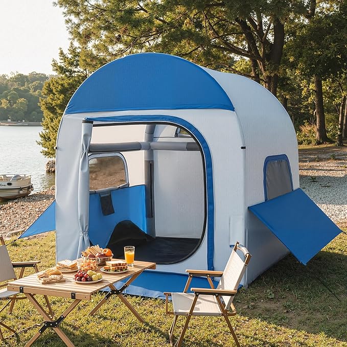 Inflatable Truck Bed Tents 5.5 ft–8 ft with Air Pump, 3-Minute Fast Setup Pickup Truck Tent for Camping, Dual-Use Truck Bed Tent & Ground Tent, Waterproof All-Weather
