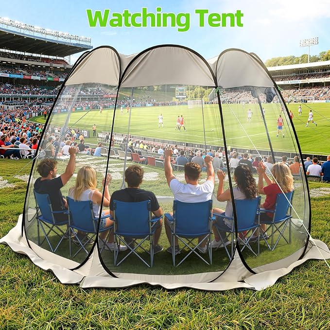 All Weather Sports Tent,Large Outdoor Camping Shelter with Vent Window,Spacious Interior,Ultra Visibility,8 Person Screen House for Party, Backyards,Hiking