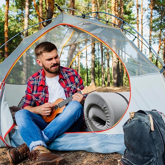 4 Inch Memory Foam Camping Mattress - Foldable Floor Mattress for Adults, Guest Bed & RV - 63"x26" Portable Roll Up Pad for Outdoor, Camping, Travel