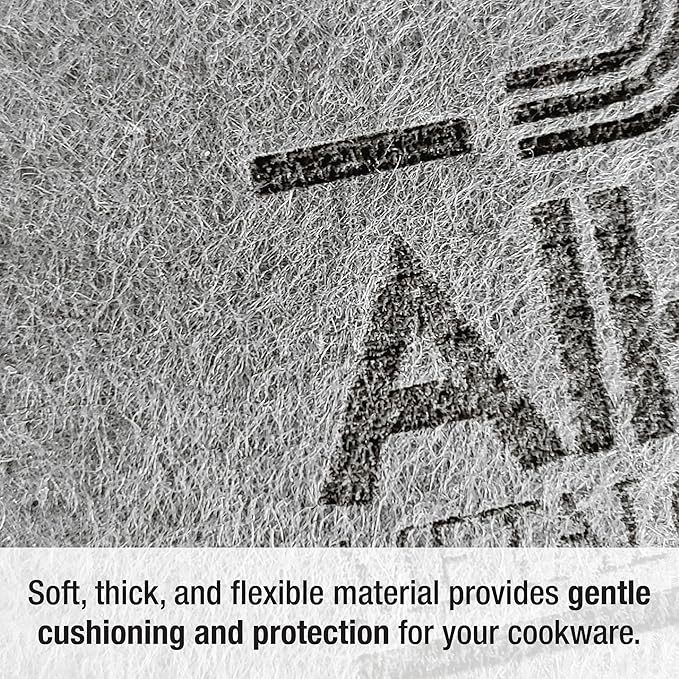 All-Clad Premium Cookware Protectors: Pot and Pan Protectors for Kitchen Organization - Perfect for Cast Iron, Steel, or Glass, 6-Piece, Black/Gray