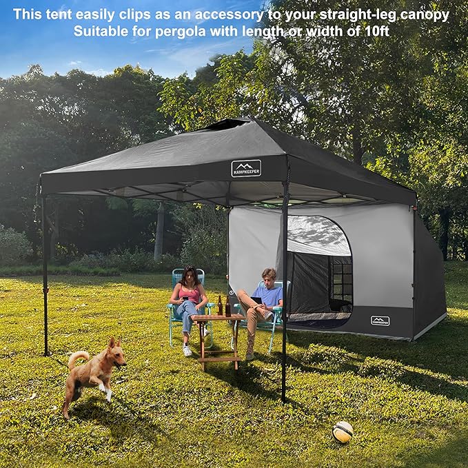 KAMPKEEPER Side Tent,Camping Tent for 10' x 10' Pop Up Canopy, Easy Set Up Gazebo,Compatible with 10' Wide Canopy Tents (Black)