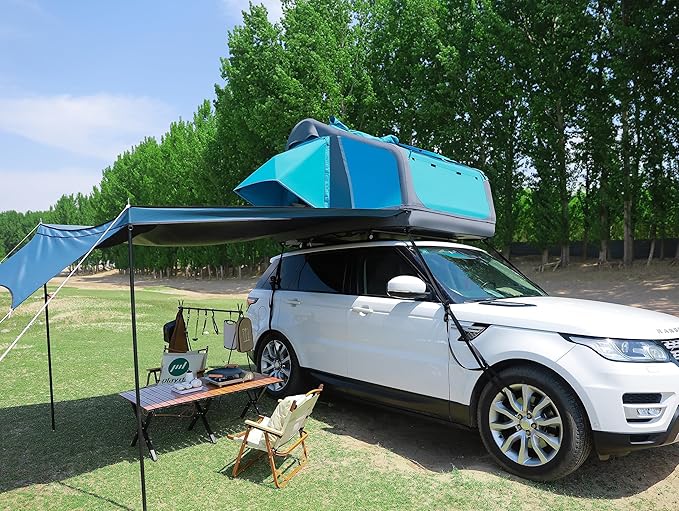UNISTRENGH Truck Rooftop Tents Portable Inflatable Family Camping SUV Car Roof Top Tent with Skylight, Sun, Wind, and Waterproof SUV Truck Roof Tents