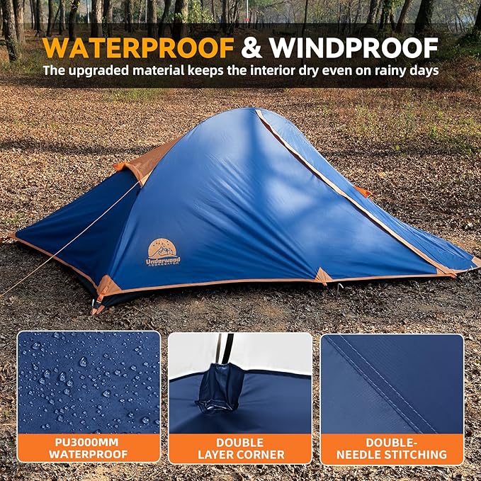 1 Person Backpacking Tent for Camping - Ultralight Waterproof Outdoor One Person Tent, Windproof Rainproof Compact Single Pole Shelter for Camping, Hiking, Hunting Travel by Underwood Aggregator