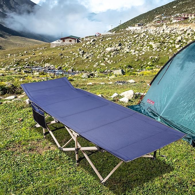REDCAMP Folding Camping Cots for Adults Heavy Duty, 28" Extra Wide Sturdy Portable Sleeping Cot for Camp Office Use, Blue