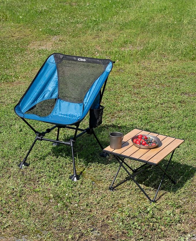 iClimb Ultralight Compact Camping Folding Beach Chair with Anti-Sinking Large Feet