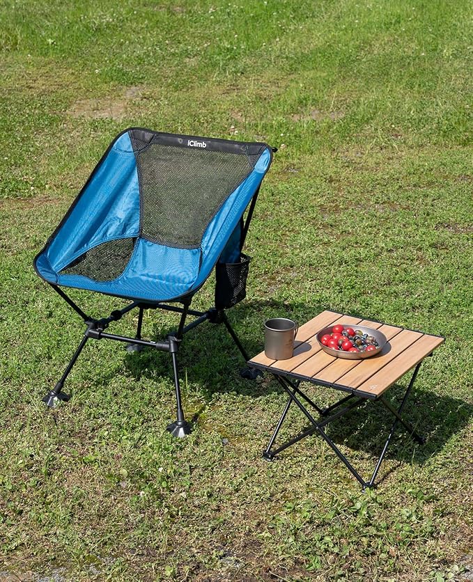 iClimb Ultralight Compact Camping Folding Beach Chair with Anti-Sinking Large Feet