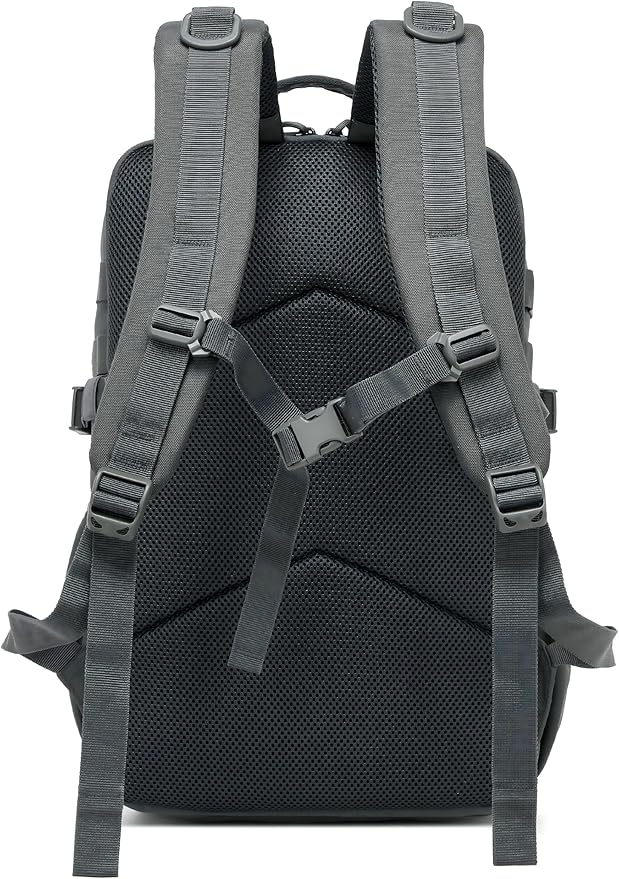 Wotony Military Tactical Backpack for Men Waterproof Daypack 3 Day Assault Pack Laser-Cut MOLLE Webbing Design with Water Bottle Holder Black Small Tactical Assault Bag (dark gray, 30L)