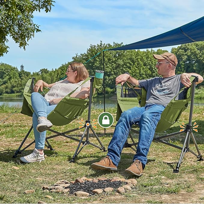 TIMBER RIDGE Hammock Camping Chair, Oversized Swinging Chair with Adjustable Back and Seat Height, Portable Folding Rocking Camping Chair for Outdoor Lawn, Backyard and Patio, Supports 400lbs