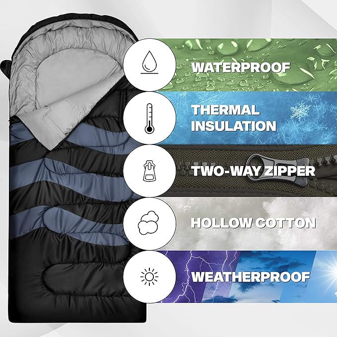 IFORREST Sleeping Bag - Single-Person Cold Weather Camping Sleep Bag for Adults and Teens - XXL 33in/ 40" - Extra-Wide & Warm for Big & Tall - All-Season Comfort