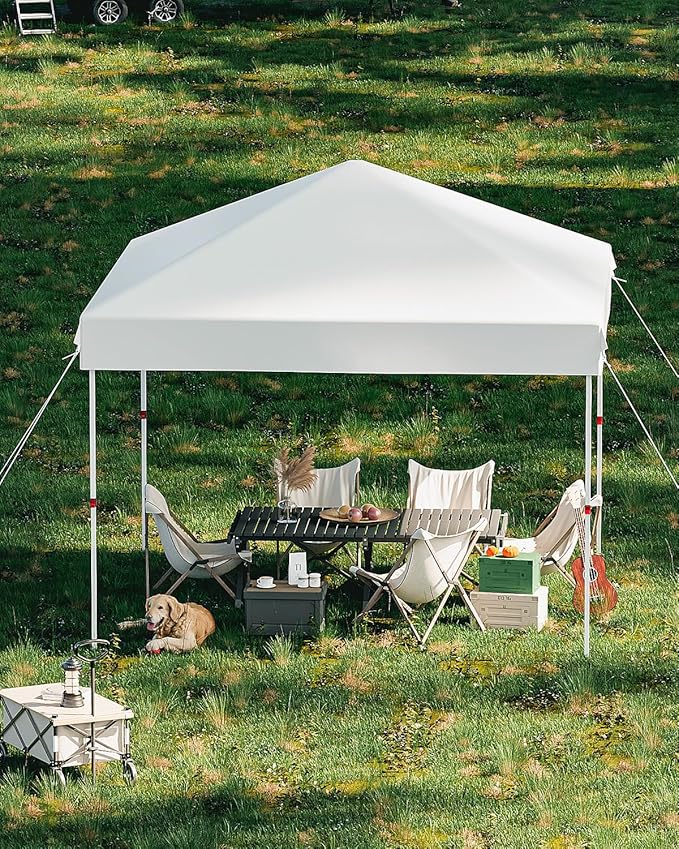 10x10 Pop Up Canopy Tent Outdoor Canopy with No Removable Sidewall One-Person Set Up Heavy Duty Commercial Instant Tent Shelter-White