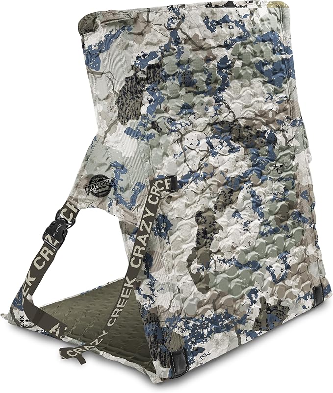 Crazy Creek HEX 2.0 LongBack Chair for Backpacking, Camping and Stadium Use, Extra Width & Back Height for Comfort, 250 LBS Weight Capacity, Adjustable Straps w/Rock Lockster (R) Buckles, Kings Camo