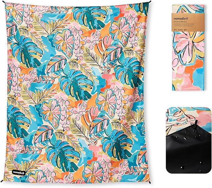 Nomadix Festival Blanket - Perfect for Picnics, Camping, & Lawn Seating - Plush Top & Water Resistant Base - Made with Post Consumer Recycled Materials - Jungle - 60x72