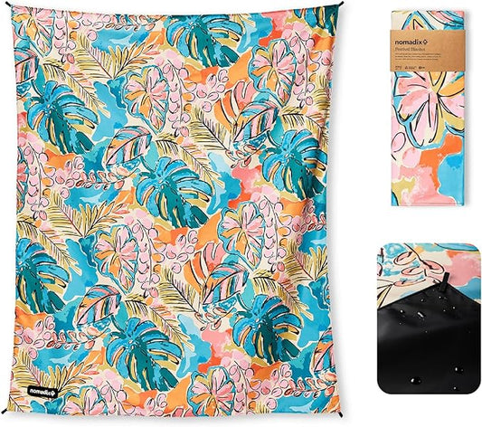 Nomadix Festival Blanket - Perfect for Picnics, Camping, & Lawn Seating - Plush Top & Water Resistant Base - Made with Post Consumer Recycled Materials - Jungle - 60x72