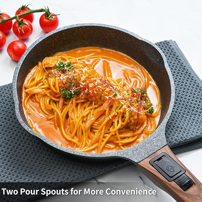 8 Inch and 12.5 Inch Smart Nonstick Frying Pan Set with Removable Handles,Cast Aluminum and Anti-Scratch Sauté Pans,Compatible with All Stovetops,Dishwasher and Oven Safe