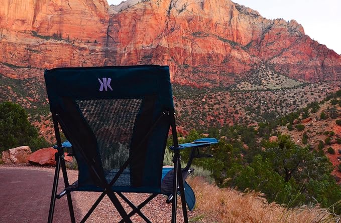 Kijaro Dual Lock Folding Camp Chair - Versatile Sports Chair With Locks Position for Outdoors - Cayman Blue Iguana