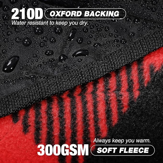 REDCAMP Extra Large Waterproof Stadium Blanket for Cold Weather, Soft Warm Fleece Camping Blanket Windproof for Camping, Hiking, Traveling, Picnic Sports, 79"x 79" Red and Black Grid