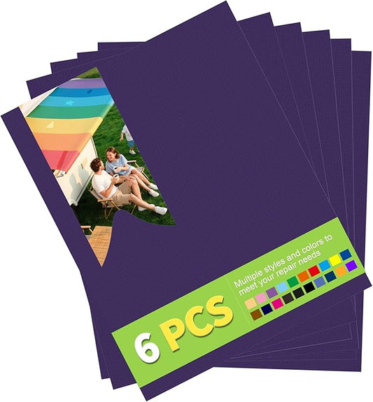 7x9in Nylon Repair Patch，Tent Repair Kit，Self Adhesive Waterproof Fabric Repair Tape for Tent, Umbrella, Sleeping Bag, Down Jackets,Knapsack.（Dark Purple,6ps）