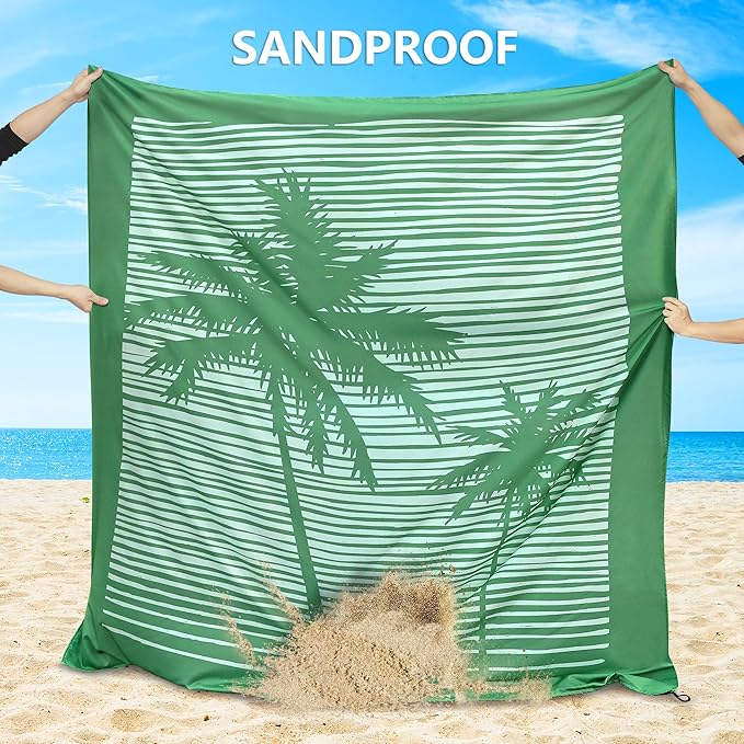 Beach Blanket, Sandproof Beach Mat, Waterproof Quick Drying Lightweight Outdoor Aztec Picnic Mat 79" X 83"/120"x108" for 2-8 Adults for Travel, Camping, Hiking
