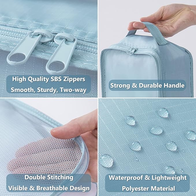 tianzong 7-piece Set Packing Cubes, Travel Bags for Luggage, Packing Organizers with Shoe Bag (Sky Blue)