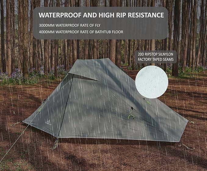 Altair Two Ultralight Backpacking Tent, 2 Person Trekking Pole Backpacking Tent, Waterproof, Compact, 3 Season, Double Wall Shelter for Backpacking, Camping, Thru Hiking, Trekking