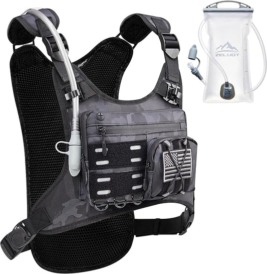Running Vest with 2L Water Bladder, Hydration Backpack, USA Original Patent, Lightweight Hydration Pack with Gear Holder, Reflective Chest Pack for Men Women for Marathon