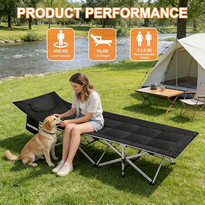 Camping cots for Adults,Cots for Sleeping,Cushion and Pillow, Camping Tent cot,High Weight Capacity, Compact Storage,with Carry Bag,Ideal for Outdoor Camping, Office use,Napping, Beach Trips