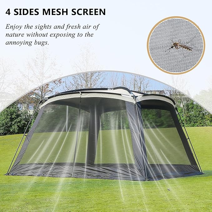 Screen House Room 11x11 Ft Mesh Net Tent Canopy Shelter Gazebo, Easy Setup & Waterproof & Sunshade, Suitable for Camping Trip, Backyard, Beach, Picnic