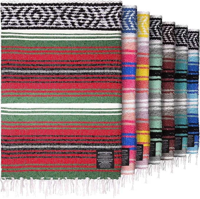 Authentic Large Handwoven Mexican Blanket - Soft Yoga- Durable Serape- Lightweight Falsa, Beach, Camping, Picnic, Outdoor Blanket 70"x50" - Dragon