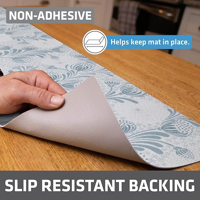 Drymate Premium Luxury Shelf & Drawer Liner, Thick Cushioned Fabric, Non-Adhesive, Absorbent, Waterproof, Slip-Resistant, Liners for Kitchen Cabinets, Cupboards (USA Made)(12”x59”)(2-Pack)(Light Blue)