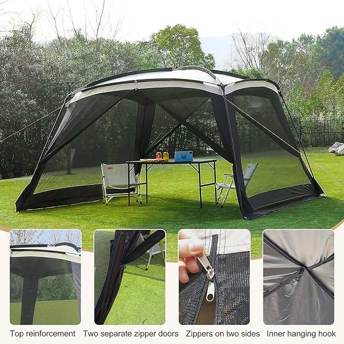 Screen House Room 11x11 Ft Mesh Net Tent Canopy Shelter Gazebo, Easy Setup & Waterproof & Sunshade, Suitable for Camping Trip, Backyard, Beach, Picnic