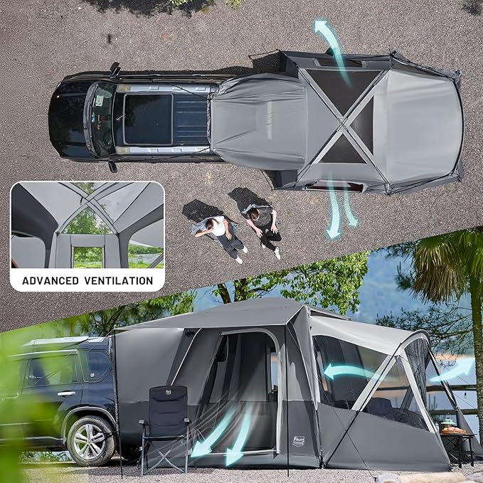 TIMBER RIDGE 5-9 Person SUV Tent with Screen Porch and Awning for Family Camping, Weather Resistant and Portable Van or Car Tent, Includes Rainfly and Storage Bag, 13' W X 10' L X 7.1' H